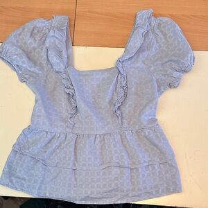 SO Women's Soft Blue Ruffled Blouse